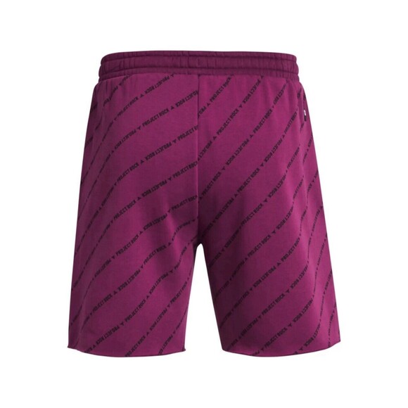 Size L Mens Under Armour Project Rock Shorts Badge of Honor Fleece Purple NEW - Picture 2 of 3